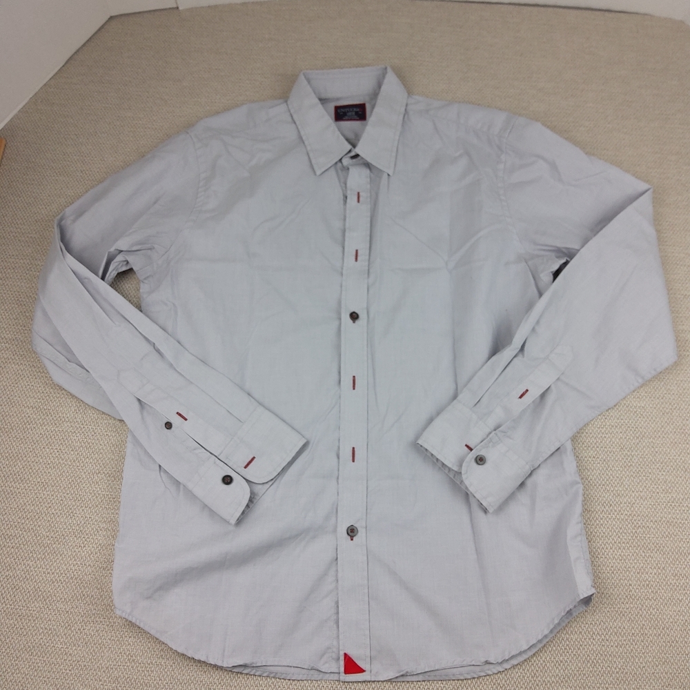 Untuckit Slim‎ Fit Long Sleeve Button Down 100% Cotton Gray Shirt, Men L